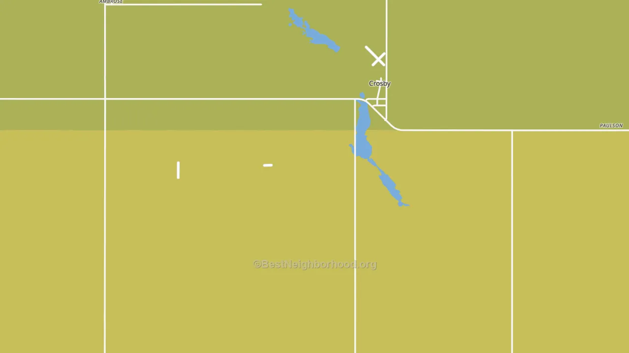 Map of the best neighborhoods in the Divide County area, with better matches in green and worse matches in red