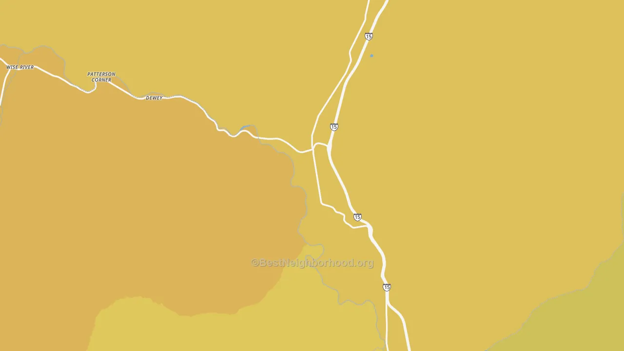 Map of the best neighborhoods in the Divide area, with better matches in green and worse matches in red