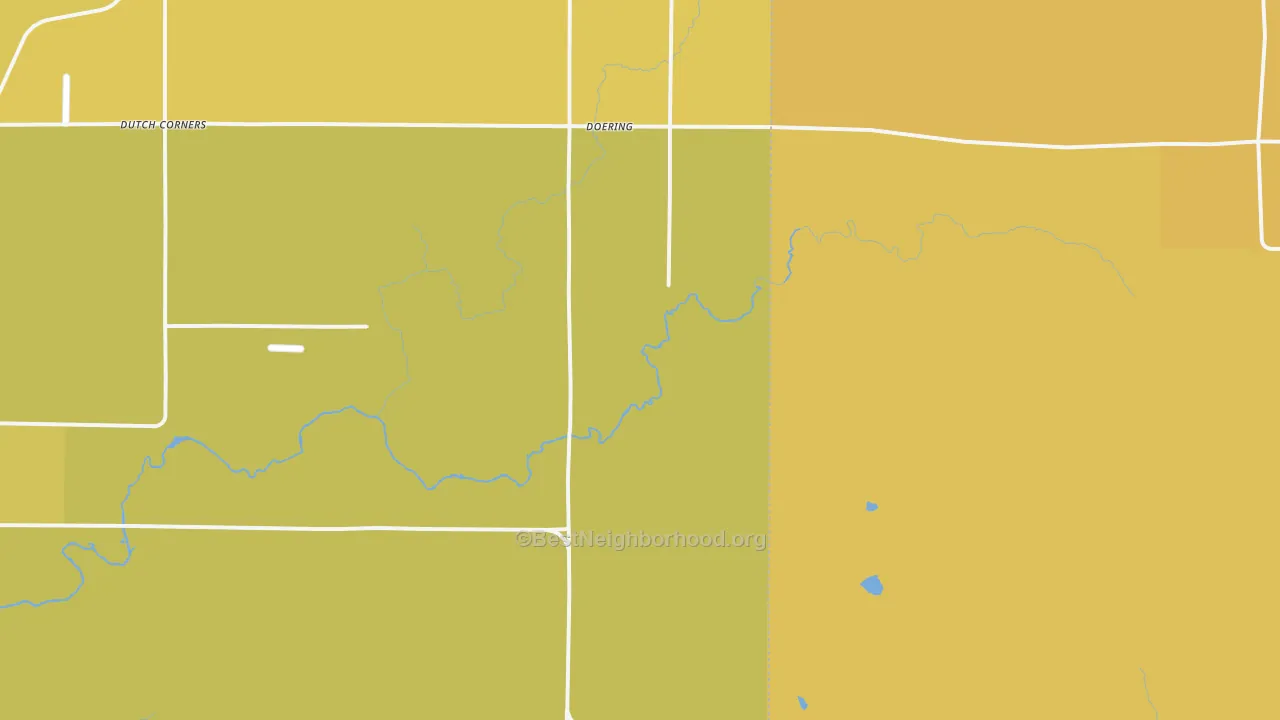 Map of the best neighborhoods in the Doering area, with better matches in green and worse matches in red