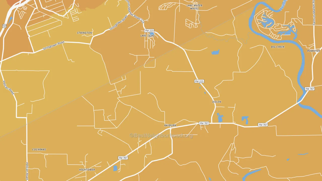 Map of the best neighborhoods in the Dolen area, with better matches in green and worse matches in red