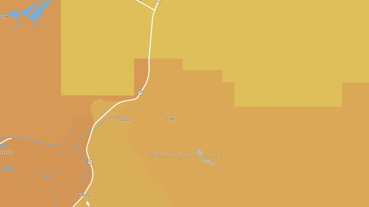 Map of the best neighborhoods in the Dome area, with better matches in green and worse matches in red