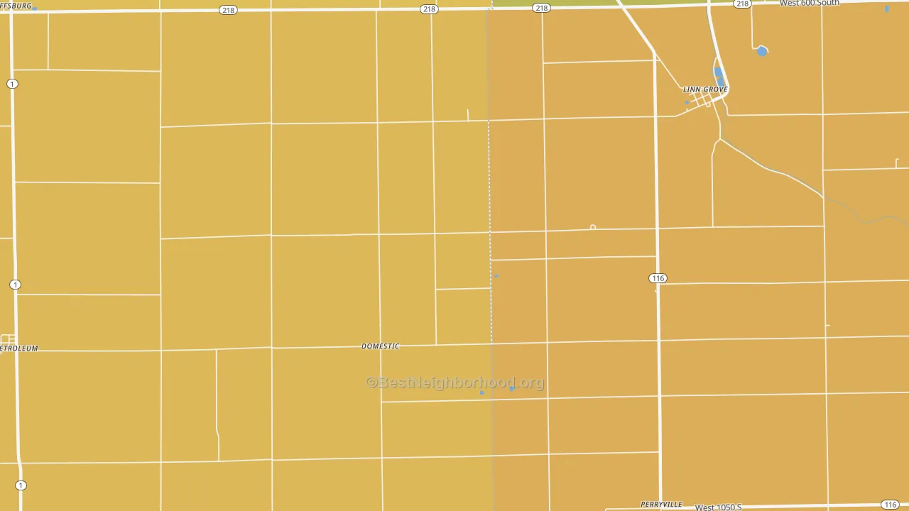 Map of the best neighborhoods in the Domestic area, with better matches in green and worse matches in red
