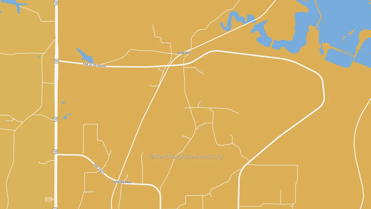 Map of the best neighborhoods in the Domino area, with better matches in green and worse matches in red