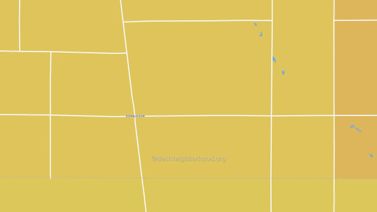 Map of the best neighborhoods in the Donaldson area, with better matches in green and worse matches in red