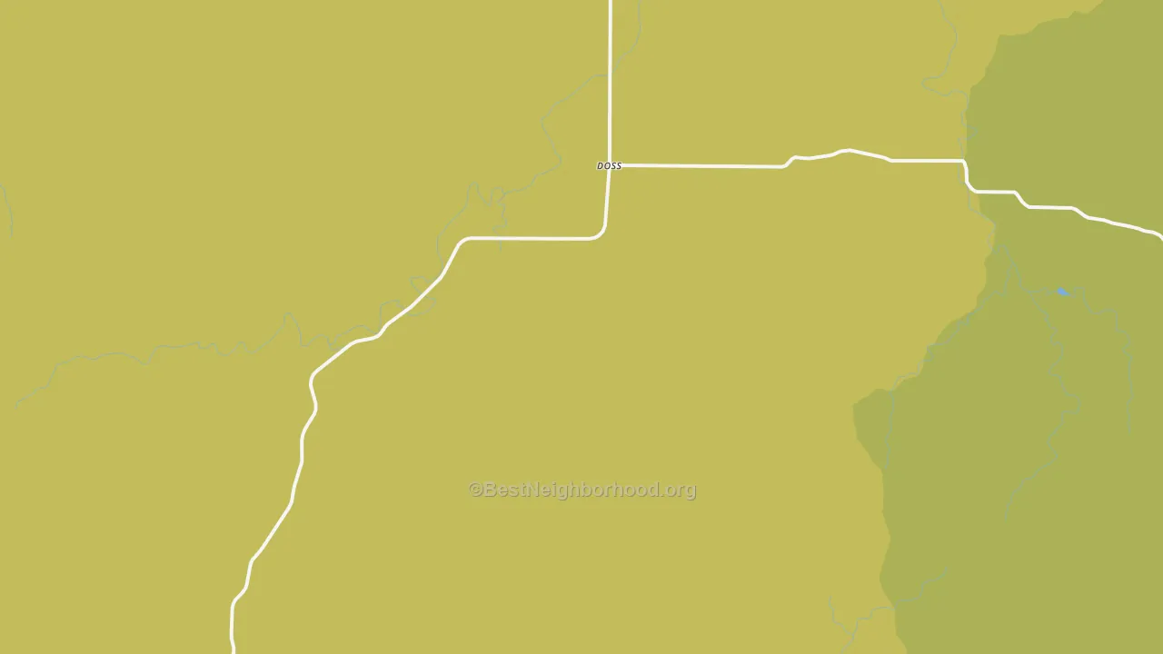 Map of the best neighborhoods in the Doss area, with better matches in green and worse matches in red