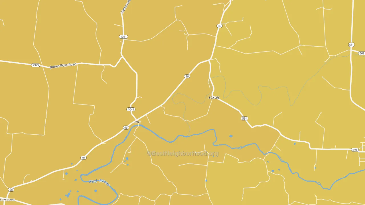 Map of the best neighborhoods in the Dot area, with better matches in green and worse matches in red