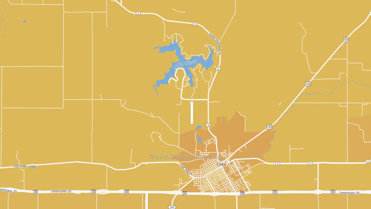 Map of the best neighborhoods in the Dothan area, with better matches in green and worse matches in red