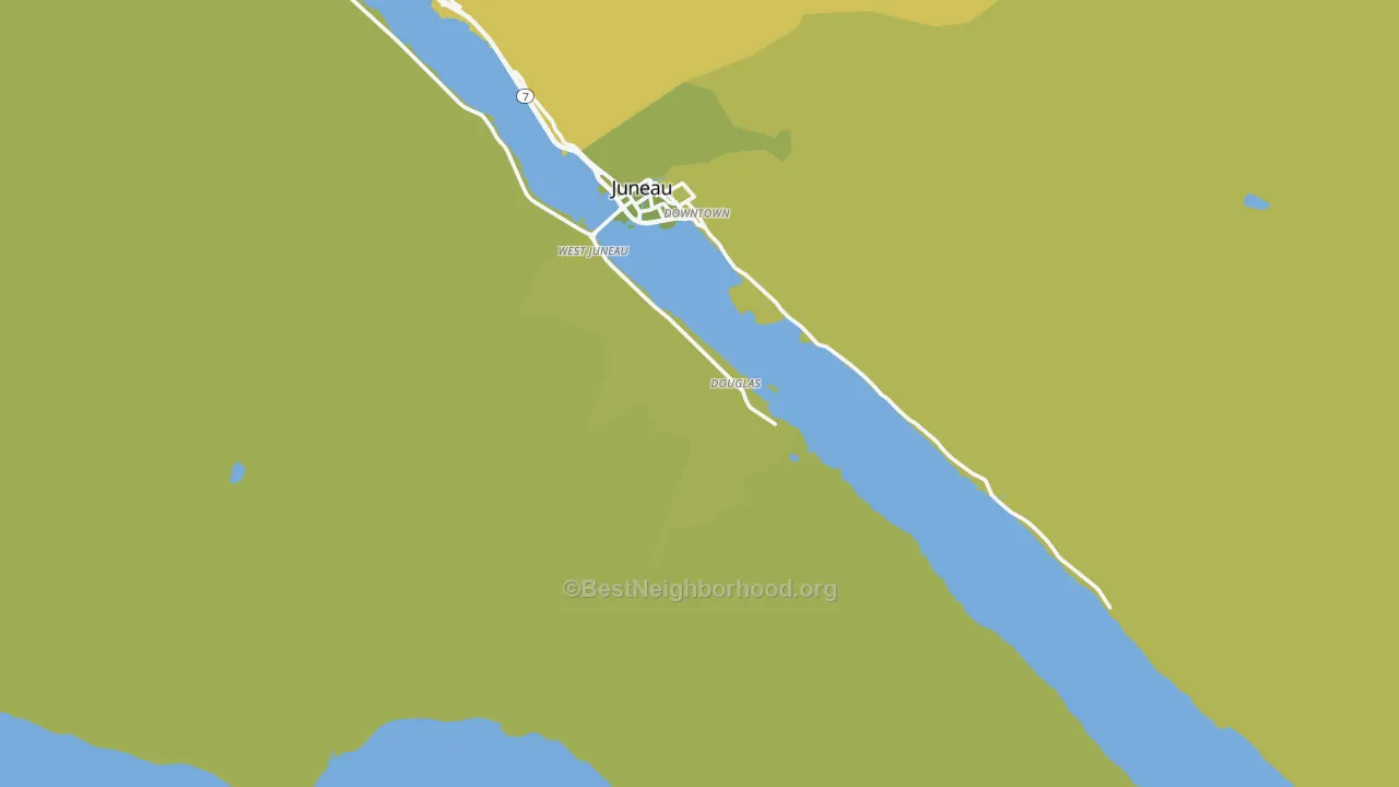 Map of the best neighborhoods in the Douglas area, with better matches in green and worse matches in red