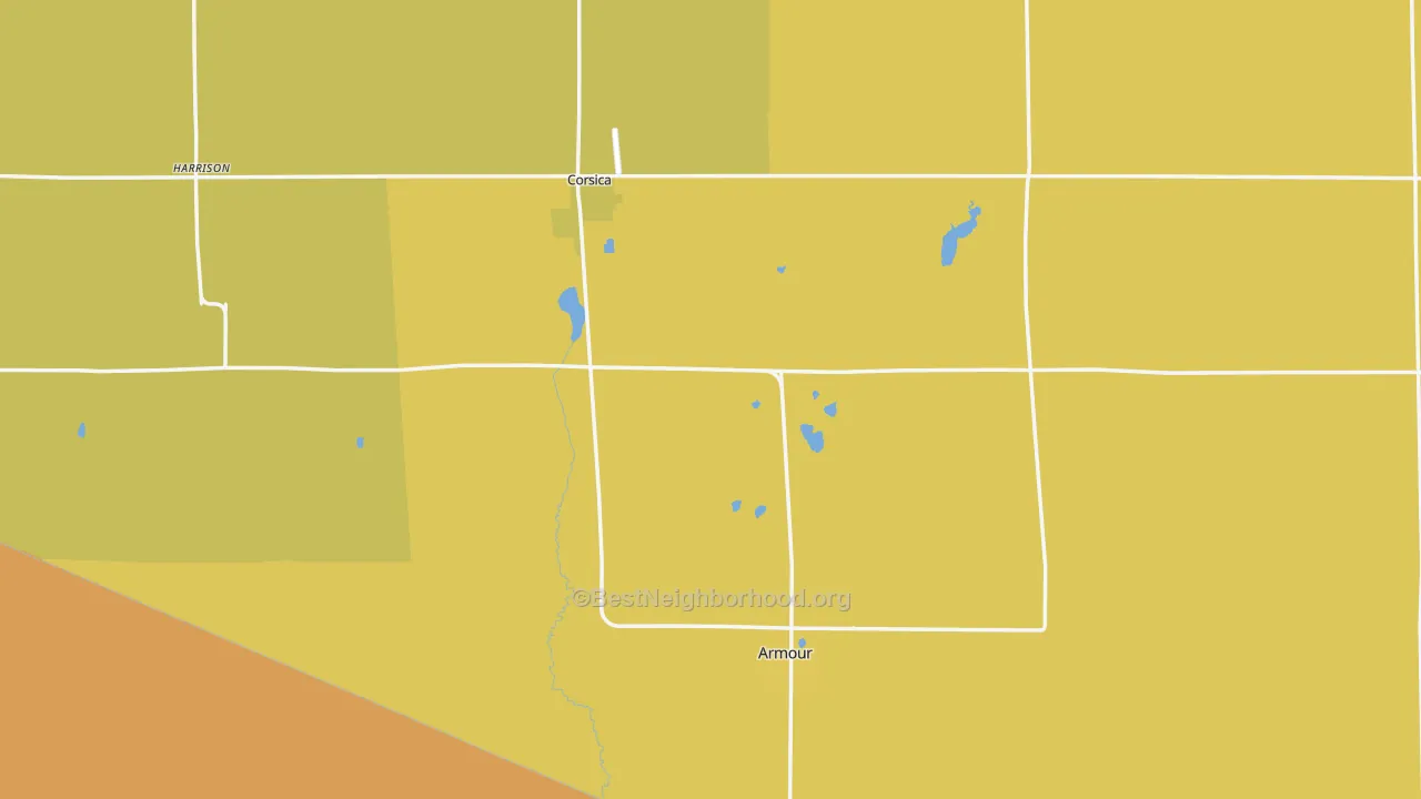 Map of the best neighborhoods in the Douglas County area, with better matches in green and worse matches in red