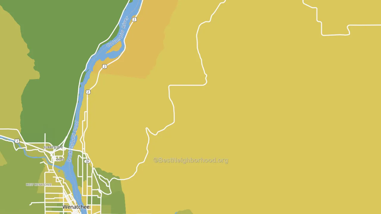 Map of the best neighborhoods in the Douglas County area, with better matches in green and worse matches in red