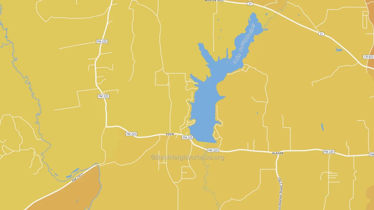 Map of the best neighborhoods in the Douglass area, with better matches in green and worse matches in red