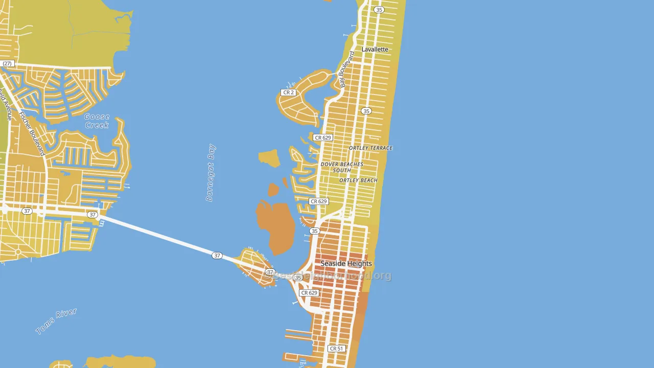 Map of the best neighborhoods in the Dover Beaches South area, with better matches in green and worse matches in red