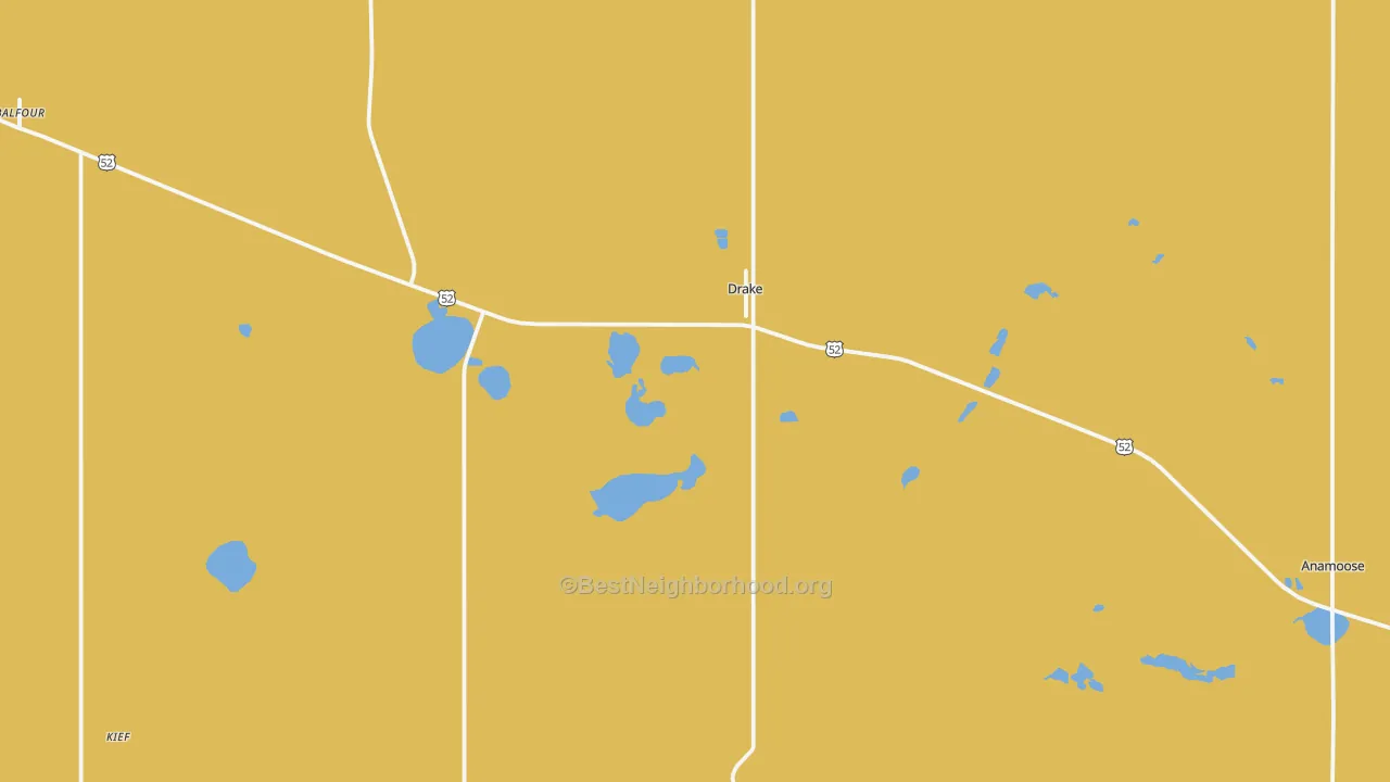 Map of the best neighborhoods in the Drake area, with better matches in green and worse matches in red