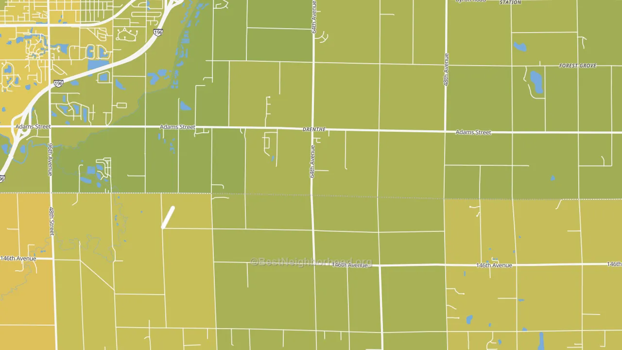 Map of the best neighborhoods in the Drenthe area, with better matches in green and worse matches in red