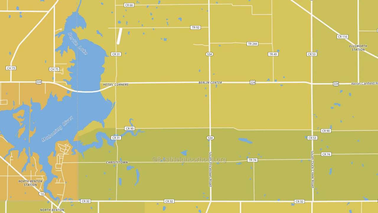 Map of the best neighborhoods in the Driftwood area, with better matches in green and worse matches in red