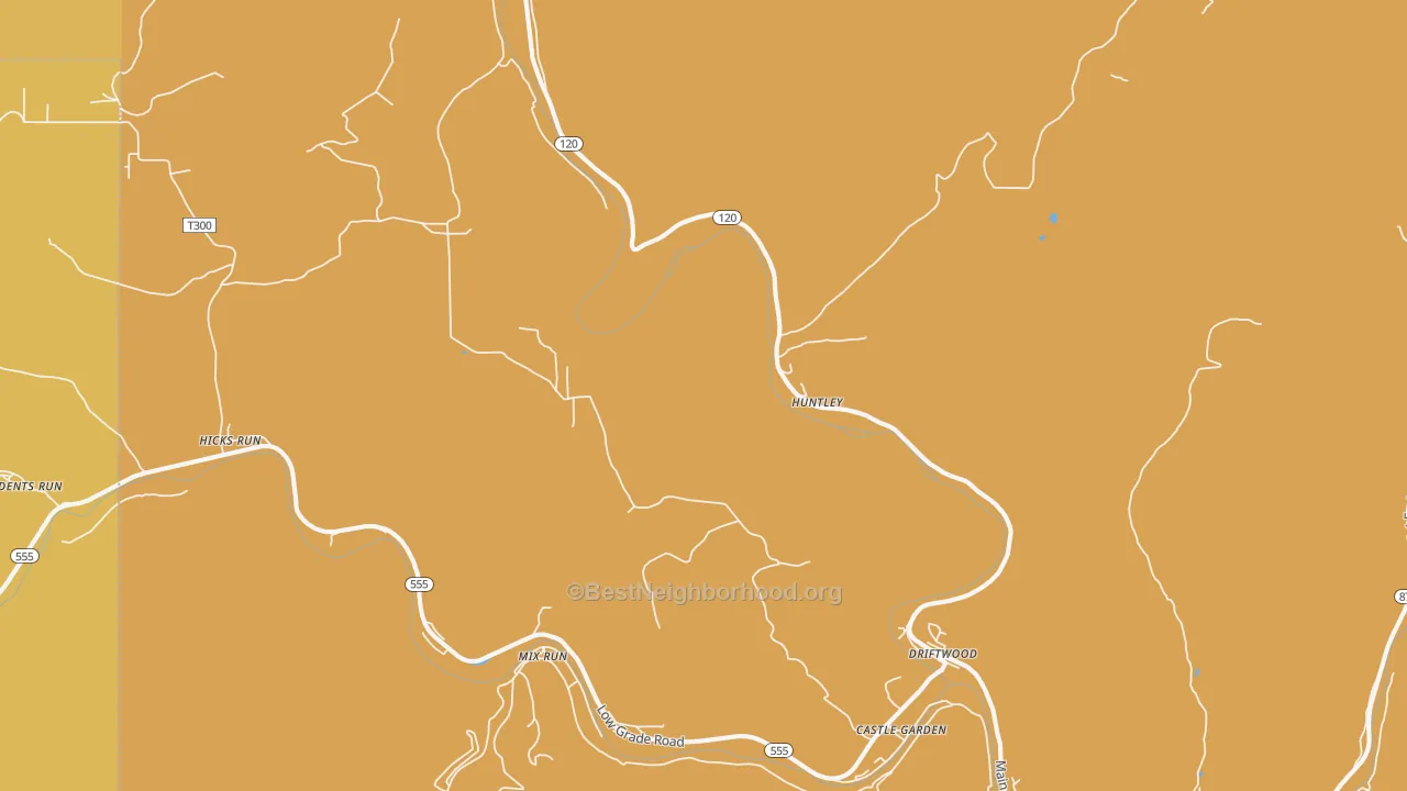Map of the best neighborhoods in the Driftwood area, with better matches in green and worse matches in red
