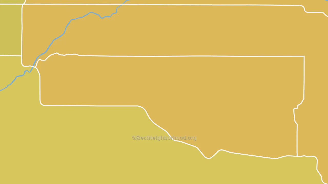 Map of the best neighborhoods in the Drummond area, with better matches in green and worse matches in red