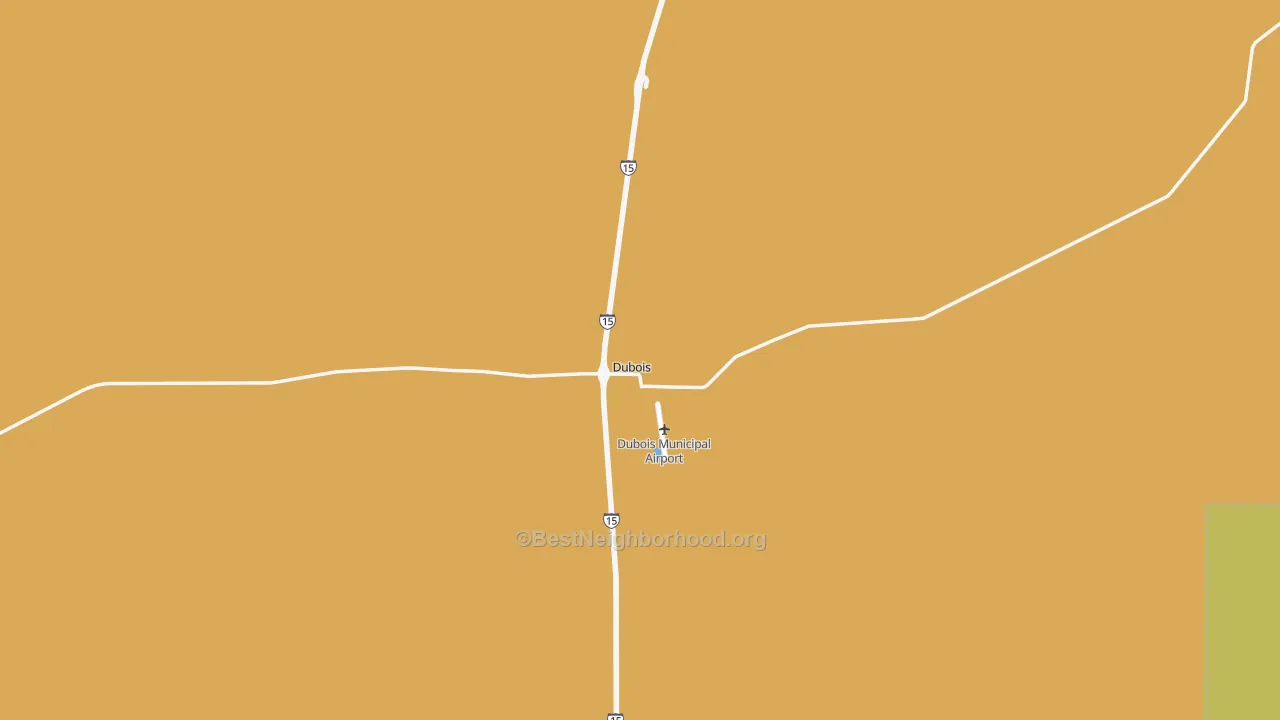 Map of the best neighborhoods in the Dubois area, with better matches in green and worse matches in red