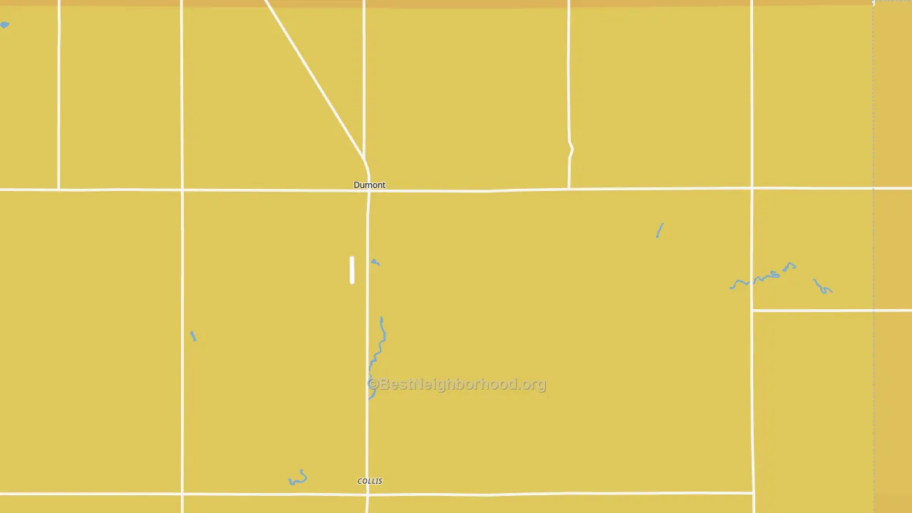 Map of the best neighborhoods in the Dumont area, with better matches in green and worse matches in red