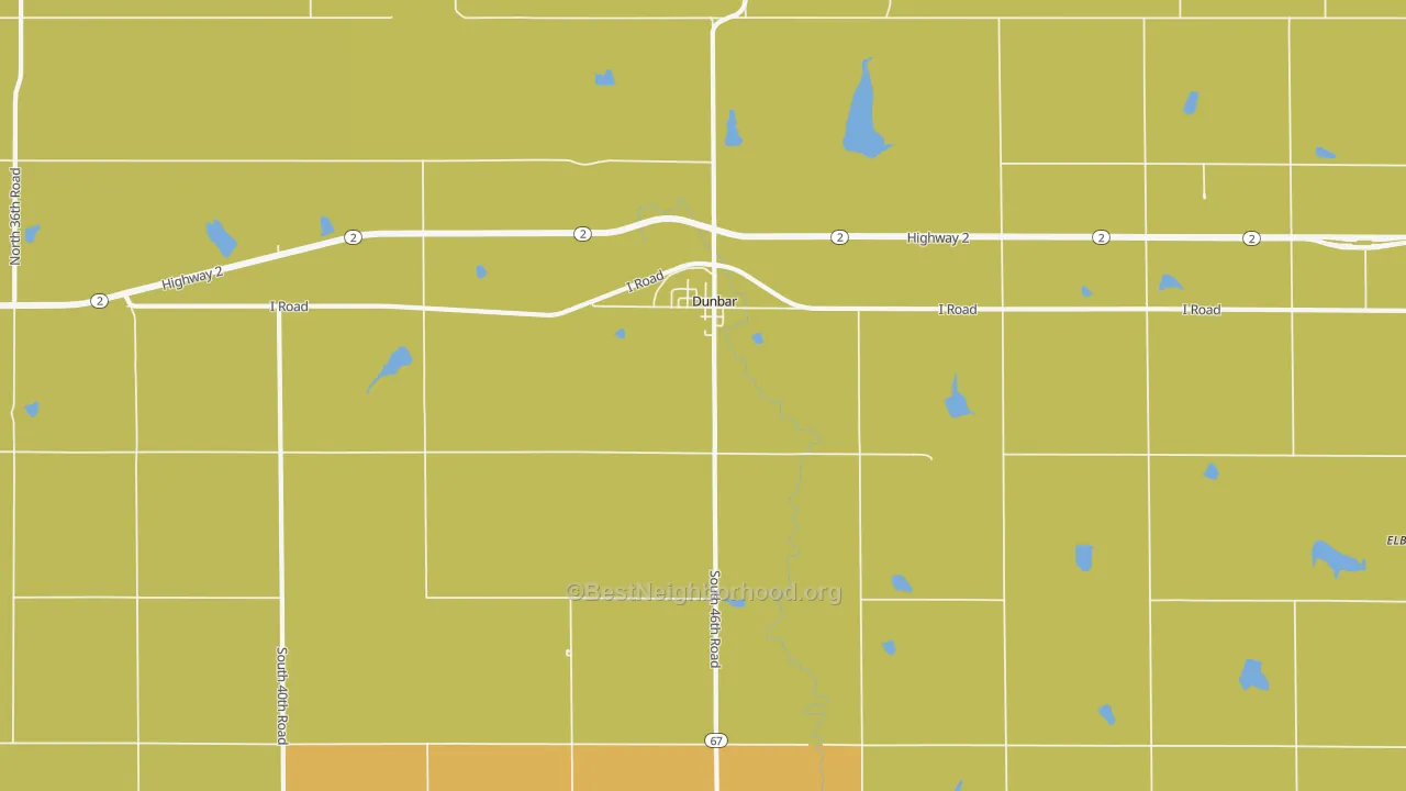 Map of the best neighborhoods in the Dunbar area, with better matches in green and worse matches in red