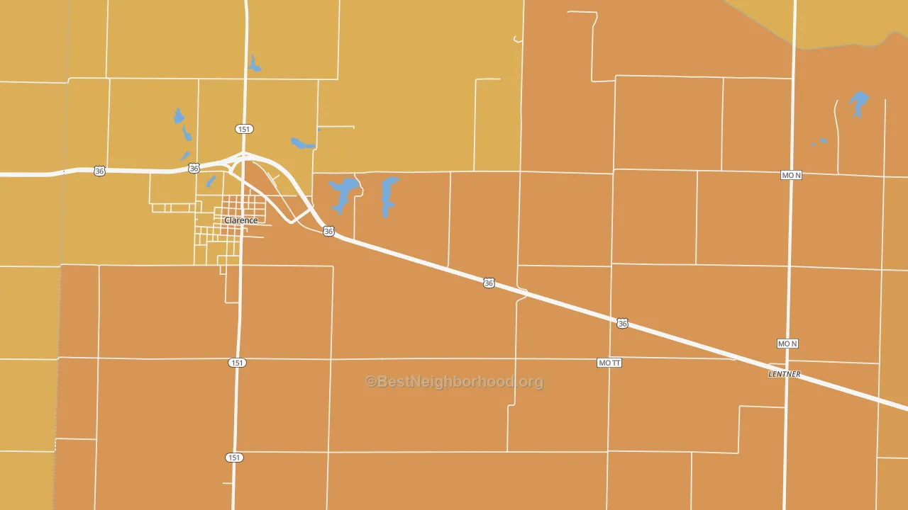 Map of the best neighborhoods in the Duncans Bridge area, with better matches in green and worse matches in red