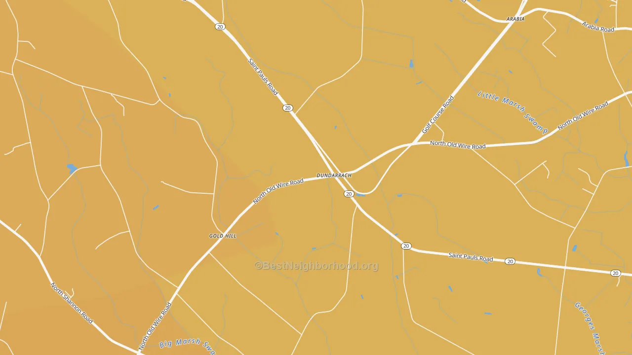Map of the best neighborhoods in the Dundarrach area, with better matches in green and worse matches in red
