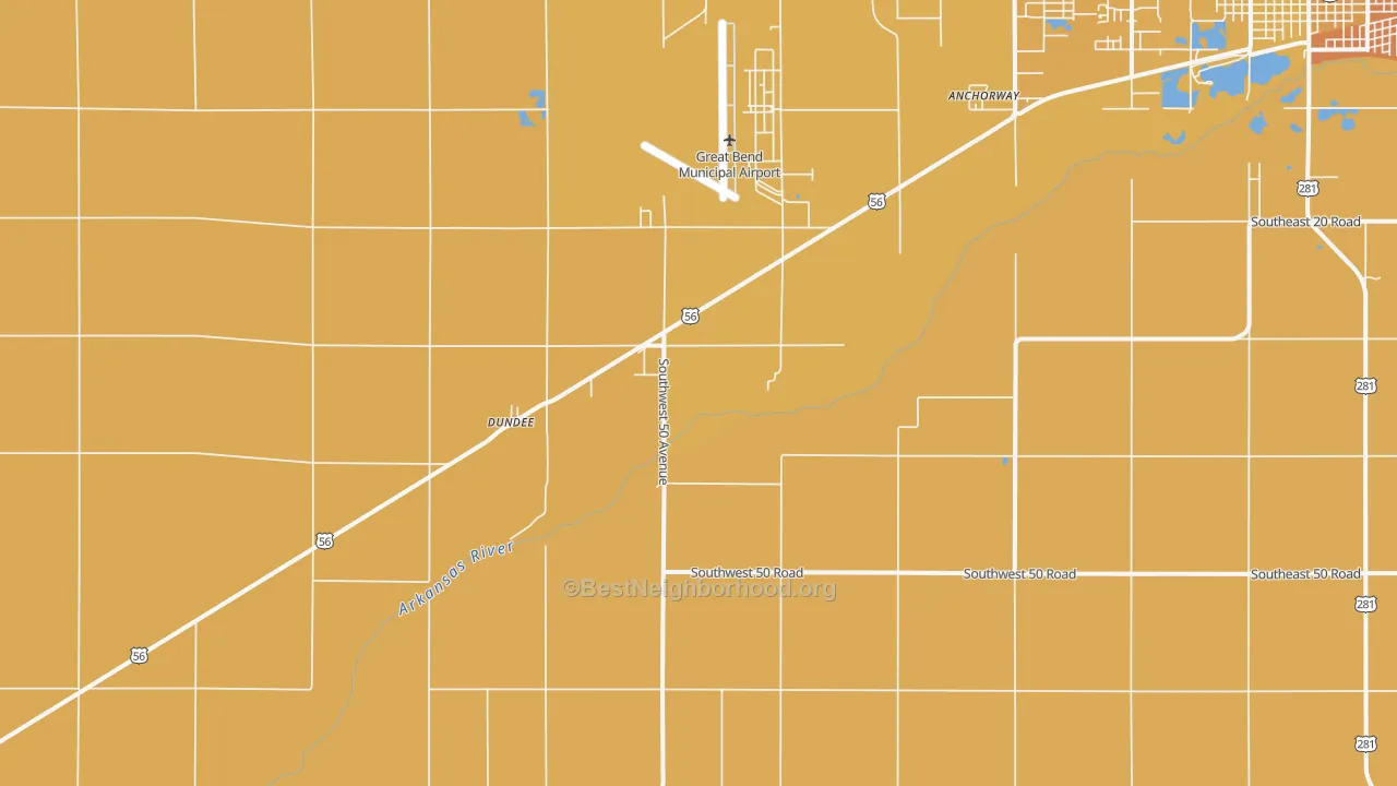 Map of the best neighborhoods in the Dundee area, with better matches in green and worse matches in red