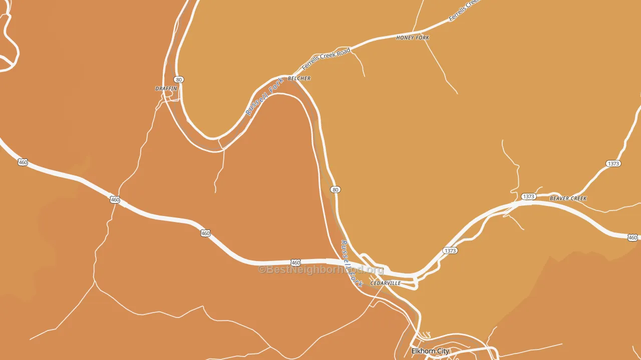 Map of the best neighborhoods in the Dunleary area, with better matches in green and worse matches in red