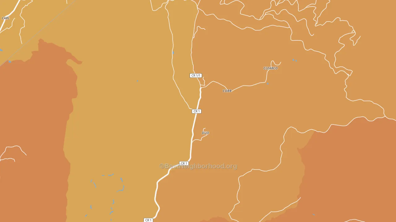 Map of the best neighborhoods in the Duo area, with better matches in green and worse matches in red