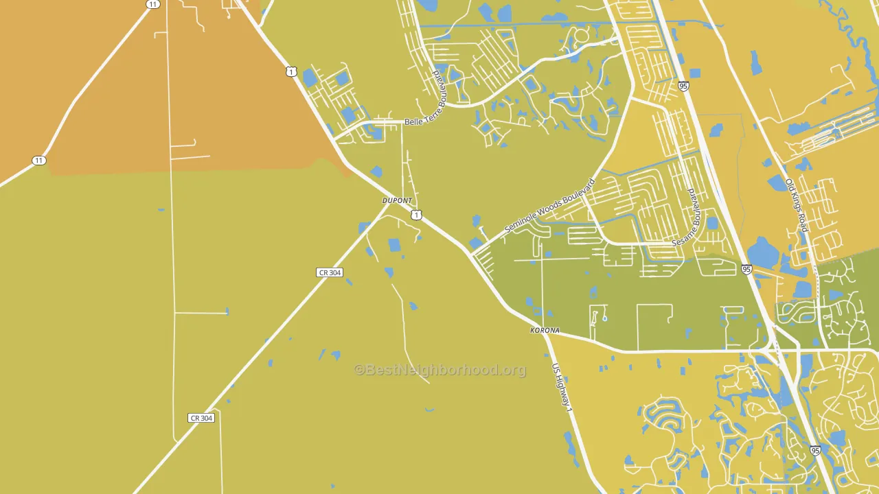 Map of the best neighborhoods in the Dupont area, with better matches in green and worse matches in red
