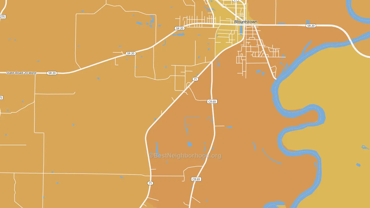 Map of the best neighborhoods in the Durham area, with better matches in green and worse matches in red
