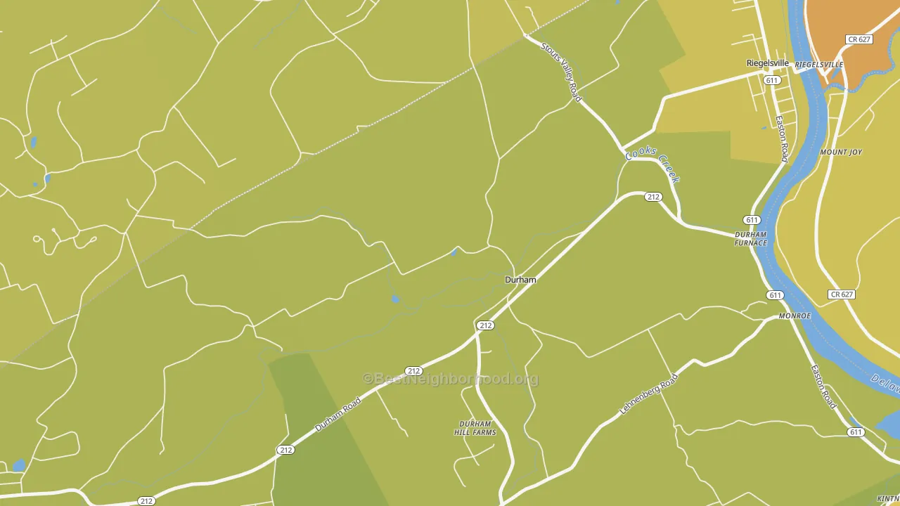 Map of the best neighborhoods in the Durham area, with better matches in green and worse matches in red