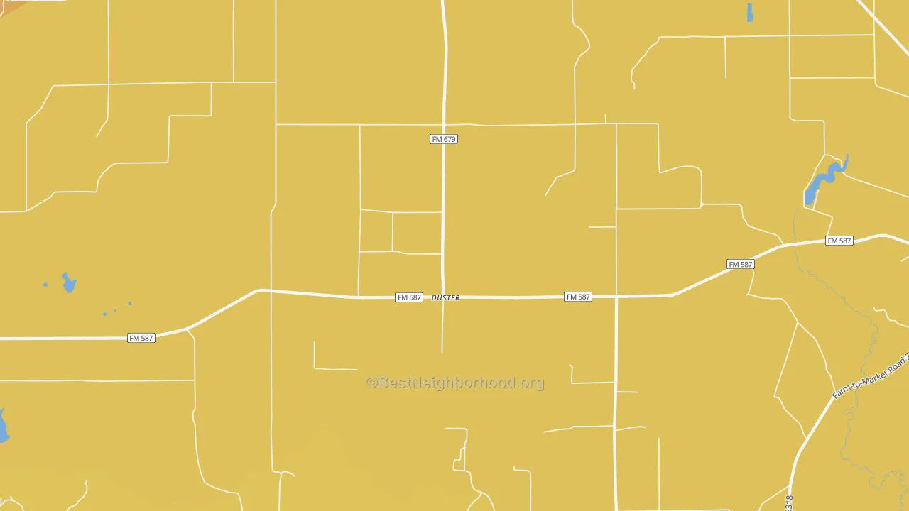 Map of the best neighborhoods in the Duster area, with better matches in green and worse matches in red