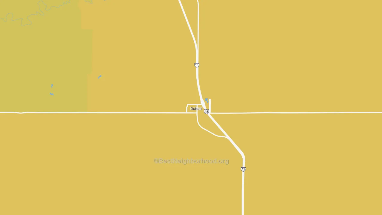 Map of the best neighborhoods in the Dutton area, with better matches in green and worse matches in red