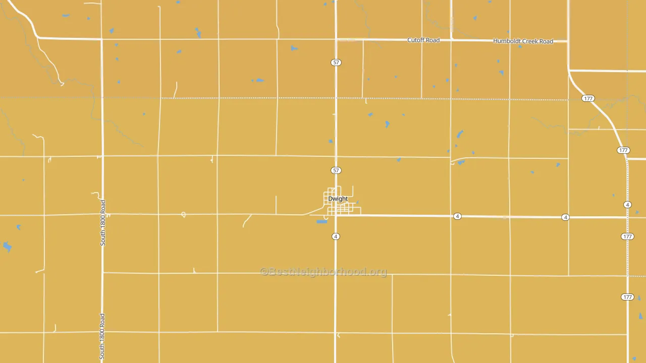 Map of the best neighborhoods in the Dwight area, with better matches in green and worse matches in red