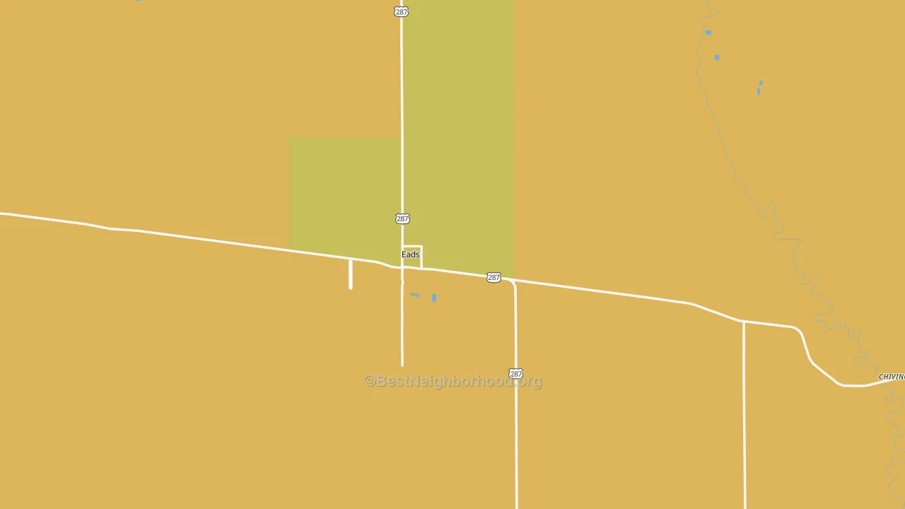 Map of the best neighborhoods in the Eads area, with better matches in green and worse matches in red