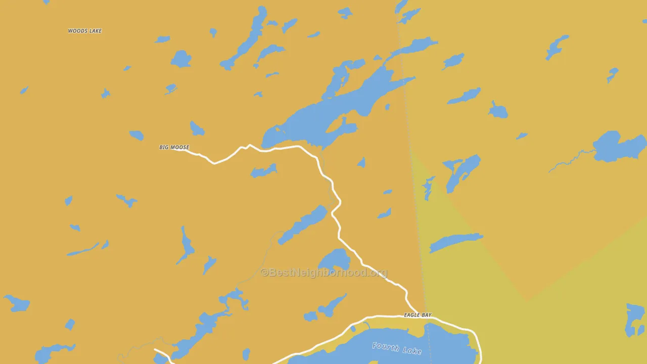 Map of the best neighborhoods in the Eagle Bay area, with better matches in green and worse matches in red