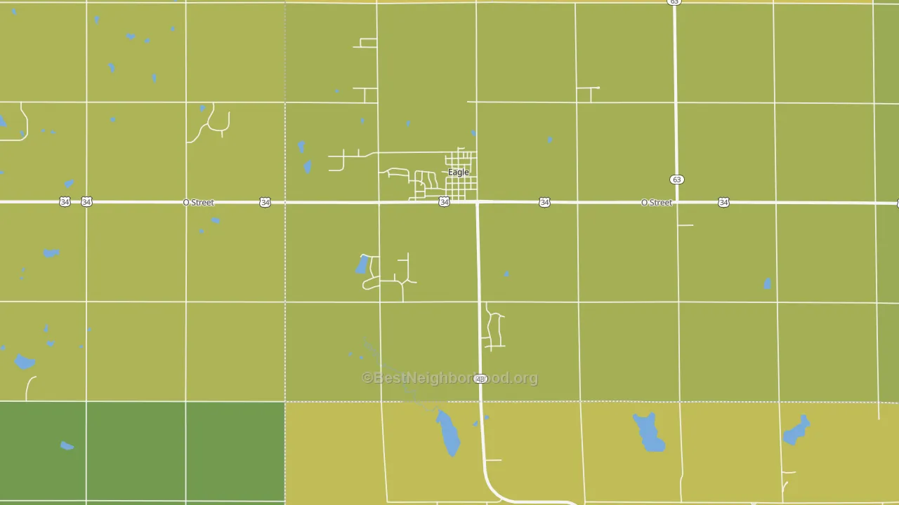 Map of the best neighborhoods in the Eagle area, with better matches in green and worse matches in red