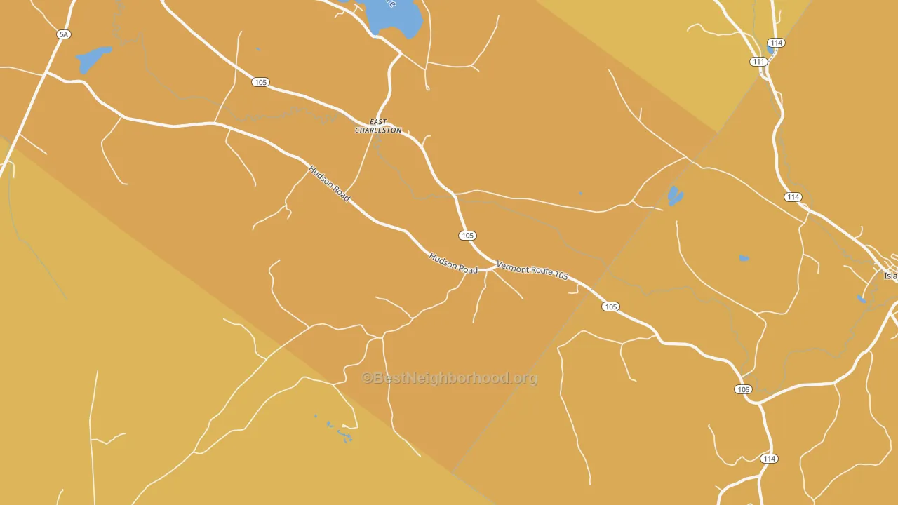 Map of the best neighborhoods in the East Charleston area, with better matches in green and worse matches in red