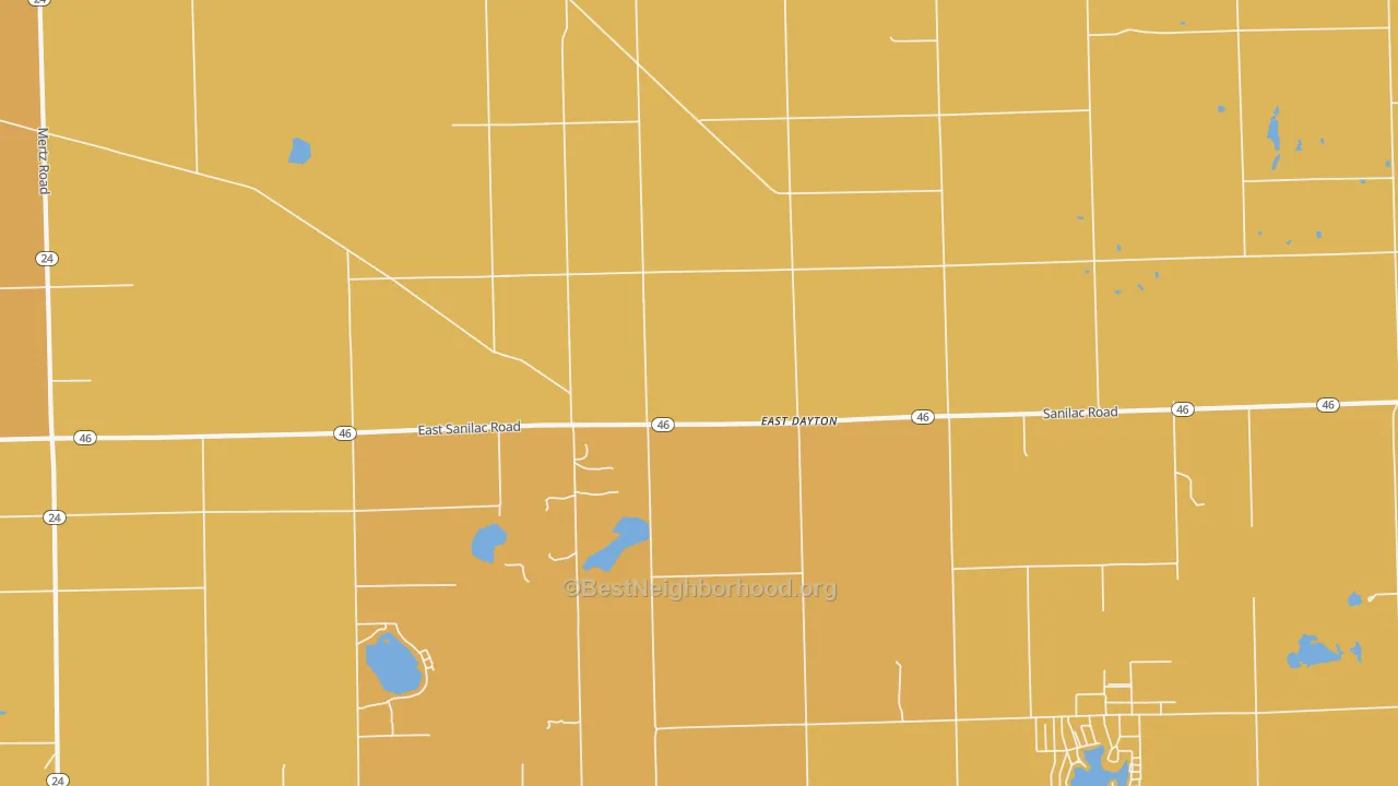 Map of the best neighborhoods in the East Dayton area, with better matches in green and worse matches in red