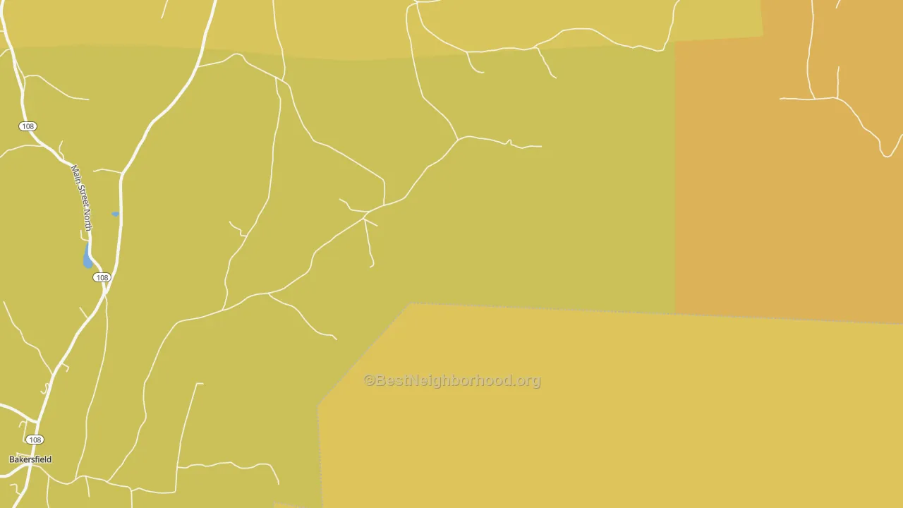 Map of the best neighborhoods in the East Enosburg area, with better matches in green and worse matches in red