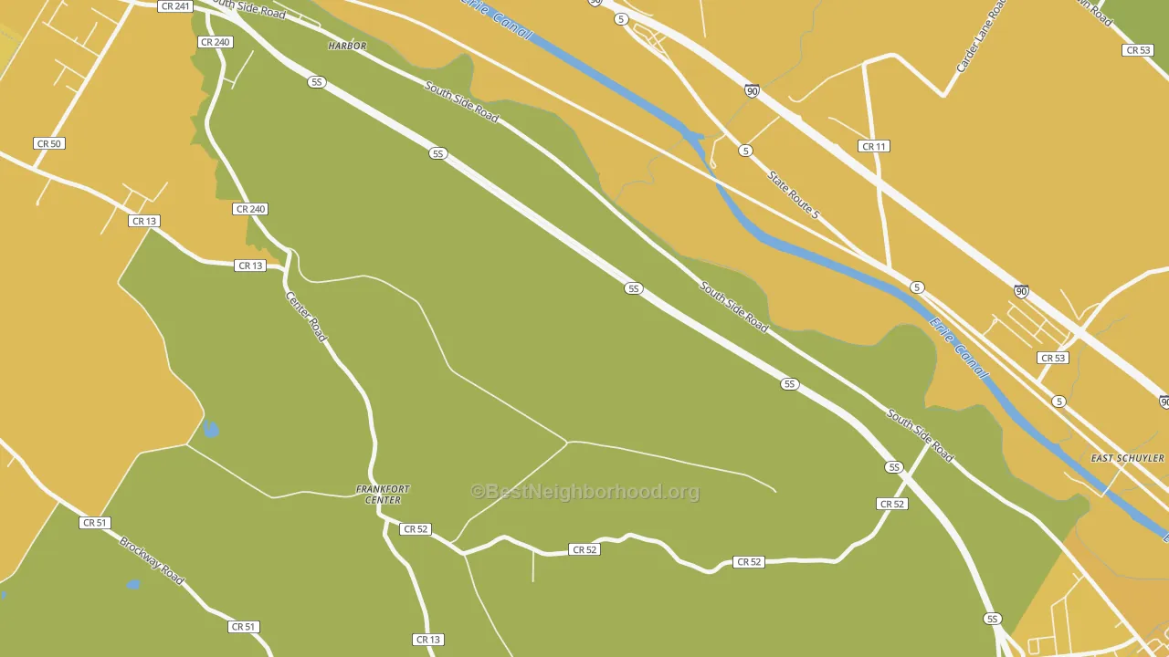 Map of the best neighborhoods in the East Frankfort area, with better matches in green and worse matches in red