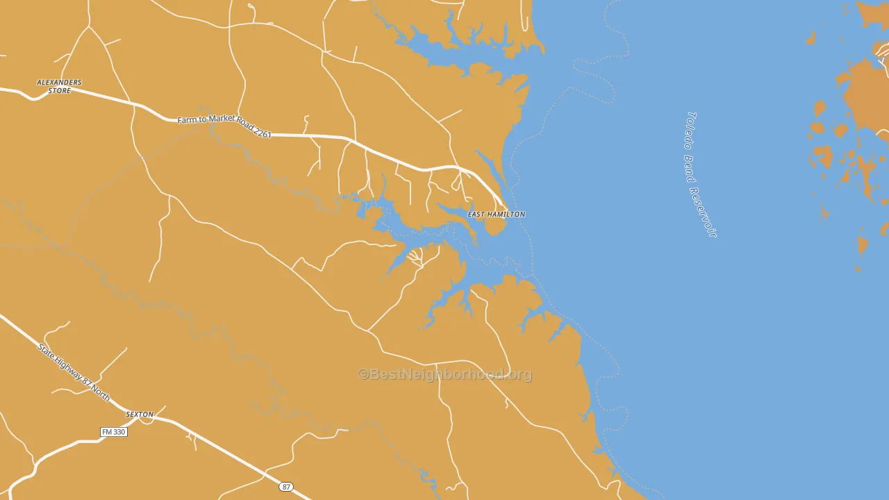 Map of the best neighborhoods in the East Hamilton area, with better matches in green and worse matches in red