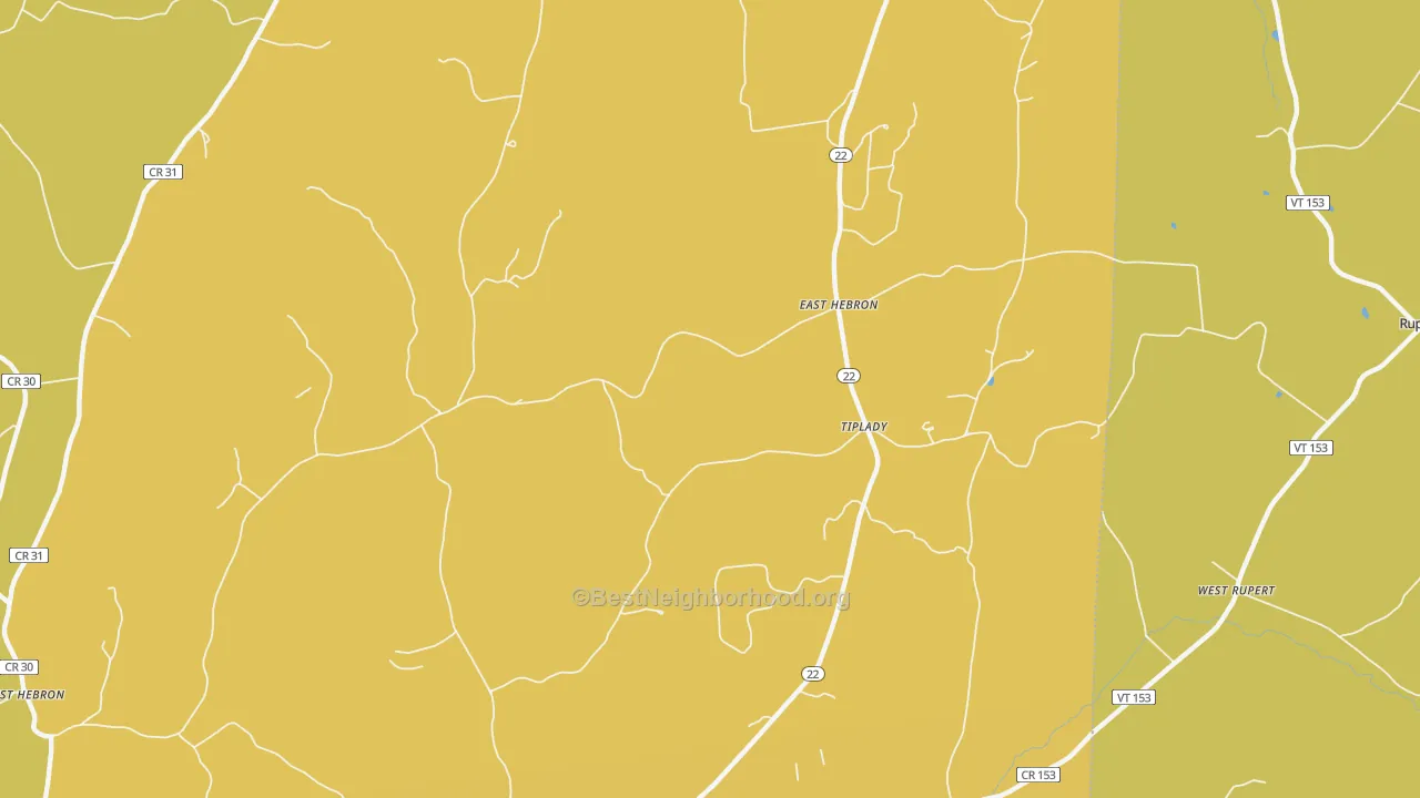 Map of the best neighborhoods in the East Hebron area, with better matches in green and worse matches in red