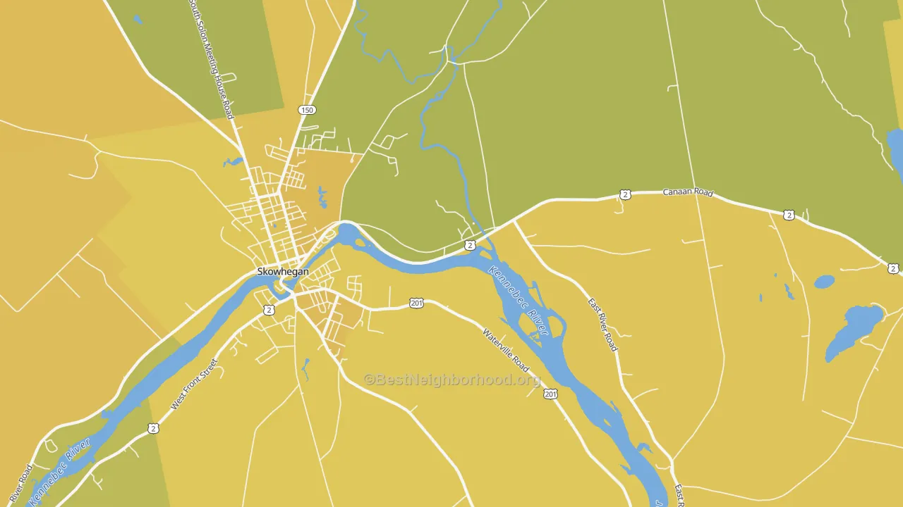 Map of the best neighborhoods in the East Madison area, with better matches in green and worse matches in red