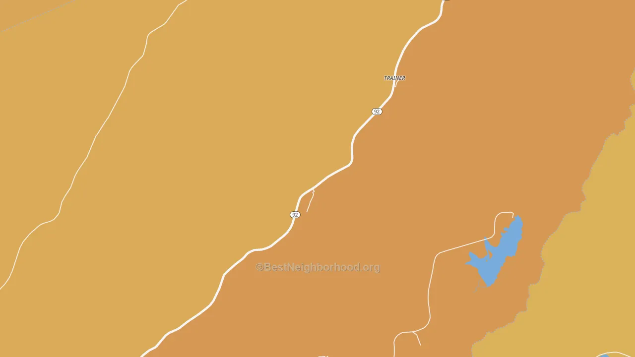 Map of the best neighborhoods in the Eastern area, with better matches in green and worse matches in red
