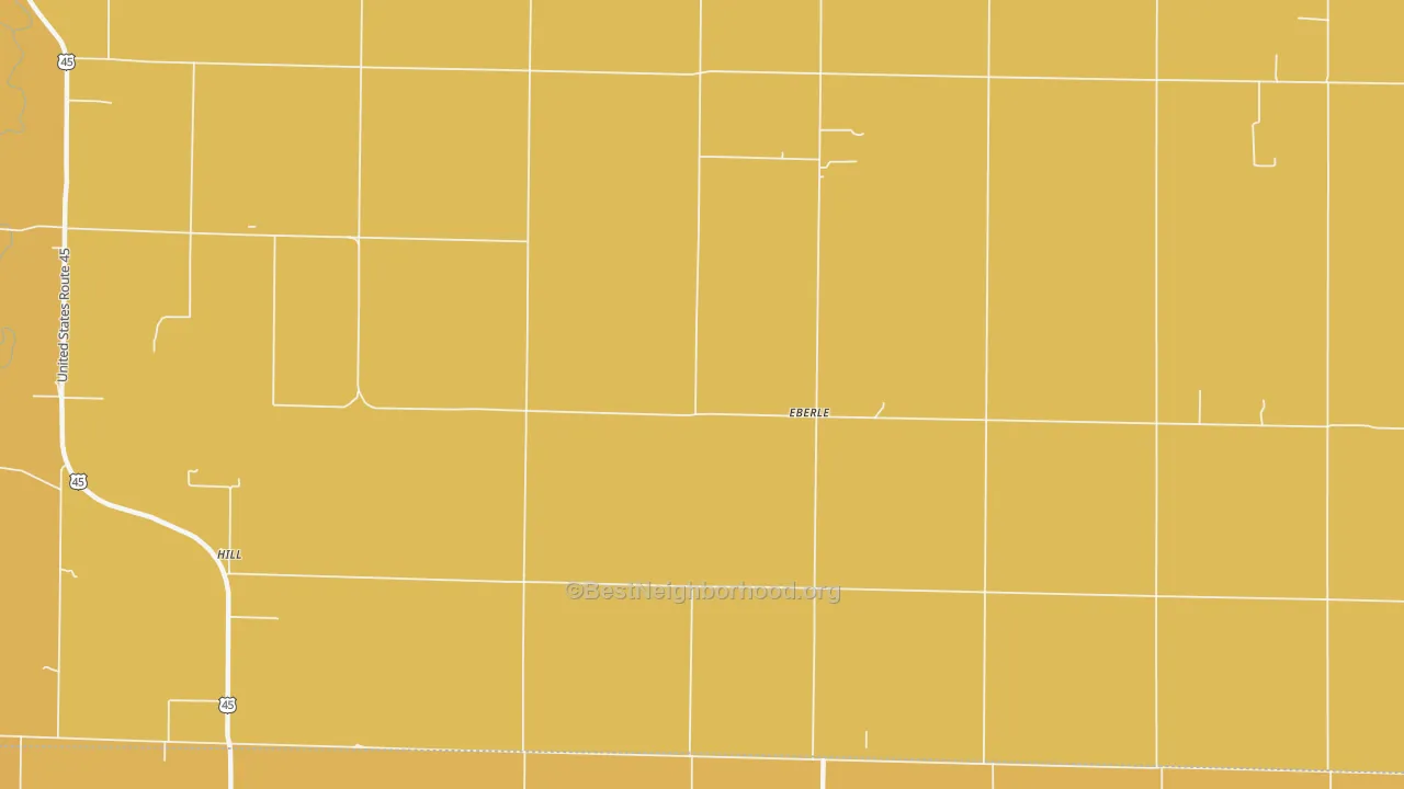 Map of the best neighborhoods in the Eberle area, with better matches in green and worse matches in red