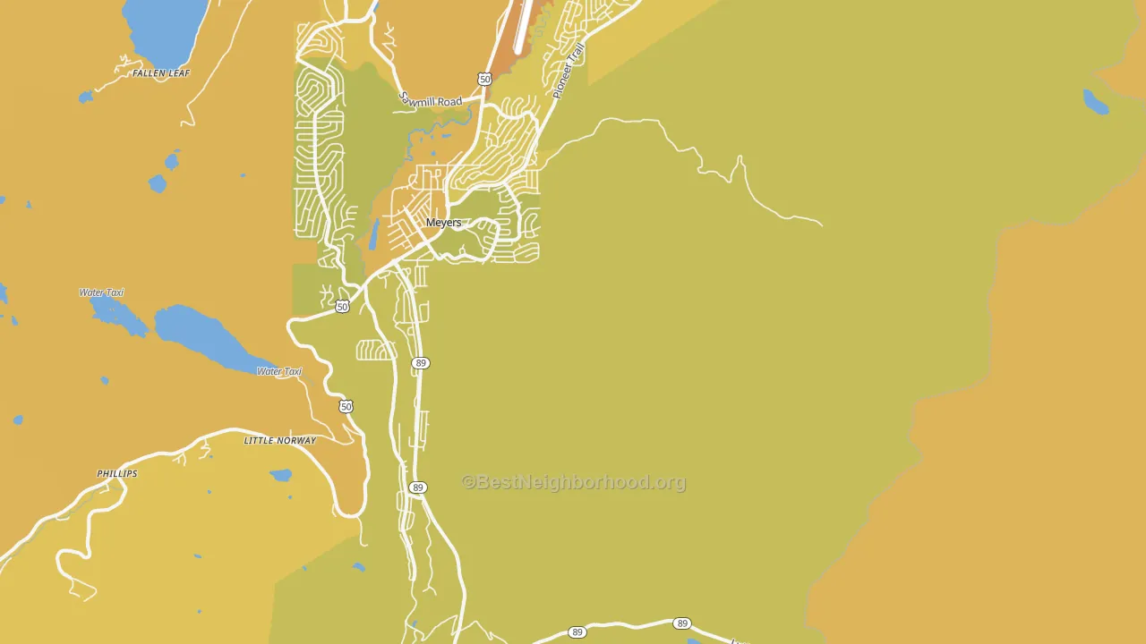 Map of the best neighborhoods in the Echo Lake area, with better matches in green and worse matches in red