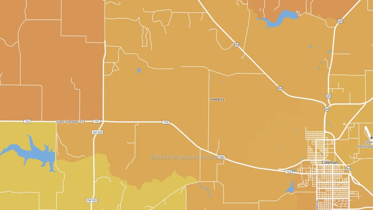 Map of the best neighborhoods in the Echo area, with better matches in green and worse matches in red