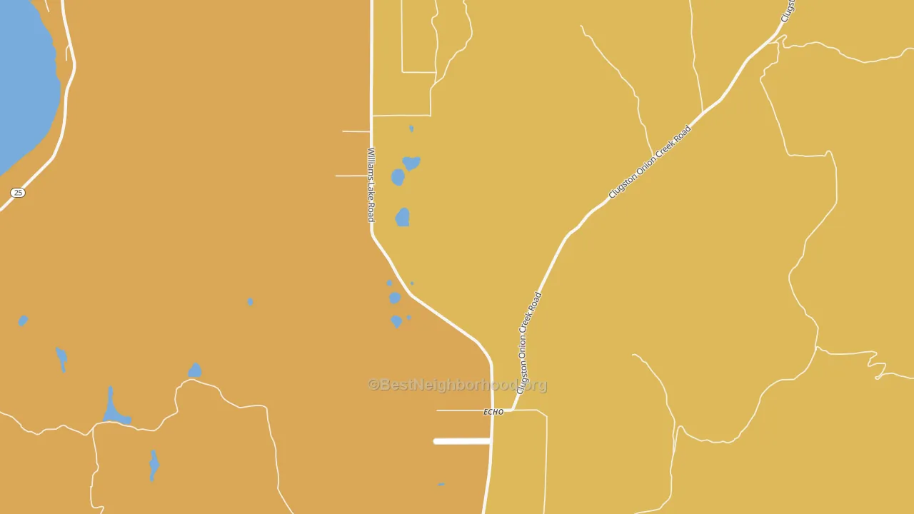 Map of the best neighborhoods in the Echo area, with better matches in green and worse matches in red